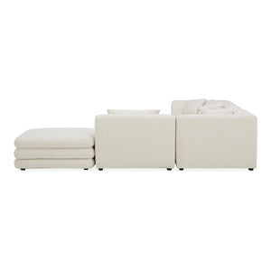 Moe's Home Lowtide Modular Sectional Sofa - Vintage-inspired Design With Comfort-enhancing Features & Style White Upholstery, 100% Polyester,Solid Wood And Plywood Frame Kq-1040-18