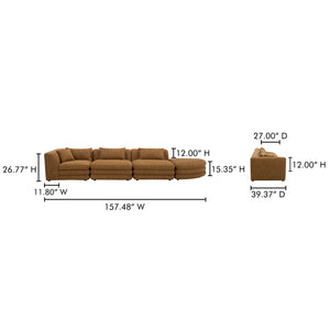 Moe's Home Lowtide Modular Sectional Sofa - Vintage-inspired Design With Comfort-enhancing Features & Style Yellow Upholstery, 100% Polyester,Solid Wood And Plywood Frame Kq-1041-09