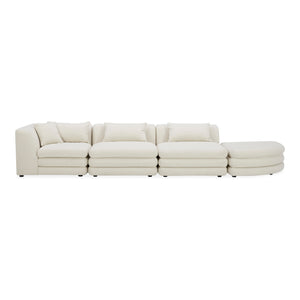 Moe's Home Lowtide Modular Sectional Sofa - Vintage-inspired Design With Comfort-enhancing Features & Style White Upholstery, 100% Polyester,Solid Wood And Plywood Frame Kq-1041-18