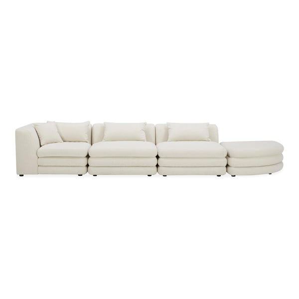 Moe's Home Lowtide Modular Sectional Sofa - Vintage-inspired Design With Comfort-enhancing Features & Style White Upholstery, 100% Polyester,Solid Wood And Plywood Frame Kq-1041-18