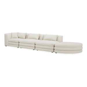 Moe's Home Lowtide Modular Sectional Sofa - Vintage-inspired Design With Comfort-enhancing Features & Style White Upholstery, 100% Polyester,Solid Wood And Plywood Frame Kq-1041-18