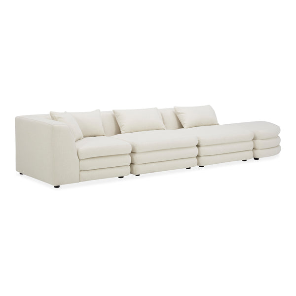 Moe's Home Lowtide Modular Sectional Sofa - Vintage-inspired Design With Comfort-enhancing Features & Style White Upholstery, 100% Polyester,Solid Wood And Plywood Frame Kq-1041-18