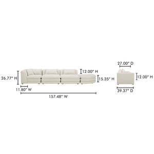 Moe's Home Lowtide Modular Sectional Sofa - Vintage-inspired Design With Comfort-enhancing Features & Style White Upholstery, 100% Polyester,Solid Wood And Plywood Frame Kq-1041-18
