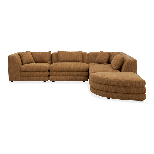 Moe's Home Lowtide Modular Sectional Sofa - Vintage-inspired Comfort With Textured Fabric & Creative Arrangement Options Yellow Upholstery, 100% Polyester,Solid Wood And Plywood Frame Kq-1042-09