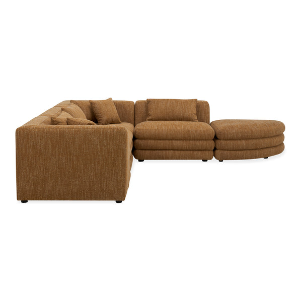 Moe's Home Lowtide Modular Sectional Sofa - Vintage-inspired Comfort With Textured Fabric & Creative Arrangement Options Yellow Upholstery, 100% Polyester,Solid Wood And Plywood Frame Kq-1042-09