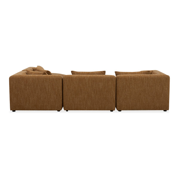Moe's Home Lowtide Modular Sectional Sofa - Vintage-inspired Comfort With Textured Fabric & Creative Arrangement Options Yellow Upholstery, 100% Polyester,Solid Wood And Plywood Frame Kq-1042-09