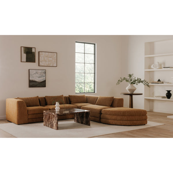 Moe's Home Lowtide Modular Sectional Sofa - Vintage-inspired Comfort With Textured Fabric & Creative Arrangement Options Yellow Upholstery, 100% Polyester,Solid Wood And Plywood Frame Kq-1042-09