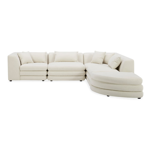 Moe's Home Lowtide Modular Sectional Sofa - Vintage-inspired Comfort With Textured Fabric & Creative Arrangement Options White Upholstery, 100% Polyester,Solid Wood And Plywood Frame Kq-1042-18