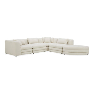 Moe's Home Lowtide Modular Sectional Sofa - Vintage-inspired Comfort With Textured Fabric & Creative Arrangement Options White Upholstery, 100% Polyester,Solid Wood And Plywood Frame Kq-1042-18