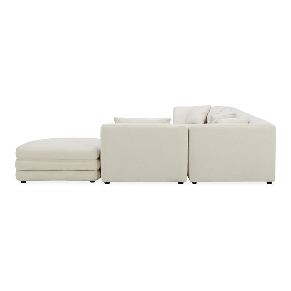 Moe's Home Lowtide Modular Sectional Sofa - Vintage-inspired Comfort With Textured Fabric & Creative Arrangement Options White Upholstery, 100% Polyester,Solid Wood And Plywood Frame Kq-1042-18