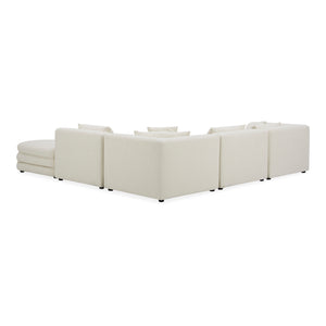 Moe's Home Lowtide Modular Sectional Sofa - Vintage-inspired Comfort With Textured Fabric & Creative Arrangement Options White Upholstery, 100% Polyester,Solid Wood And Plywood Frame Kq-1042-18