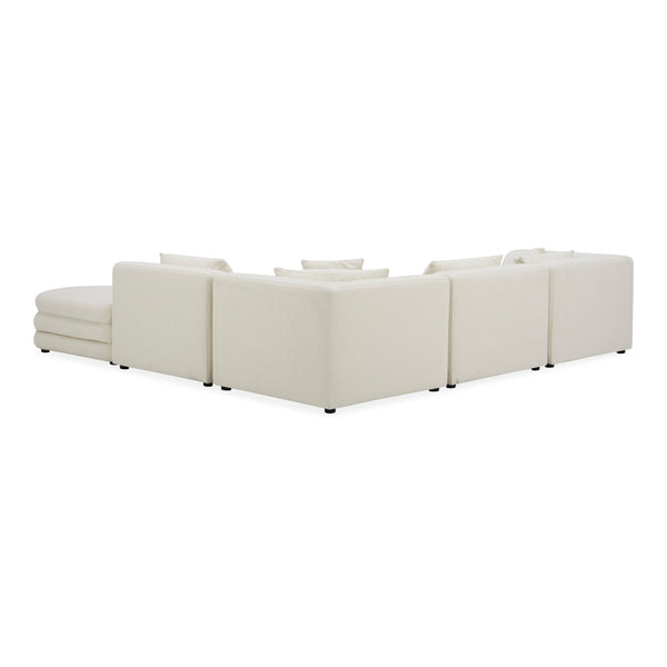 Moe's Home Lowtide Modular Sectional Sofa - Vintage-inspired Comfort With Textured Fabric & Creative Arrangement Options White Upholstery, 100% Polyester,Solid Wood And Plywood Frame Kq-1042-18
