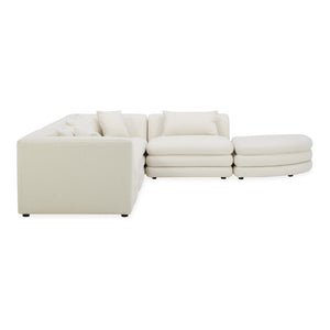 Moe's Home Lowtide Modular Sectional Sofa - Vintage-inspired Comfort With Textured Fabric & Creative Arrangement Options White Upholstery, 100% Polyester,Solid Wood And Plywood Frame Kq-1042-18