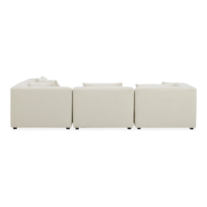 Moe's Home Lowtide Modular Sectional Sofa - Vintage-inspired Comfort With Textured Fabric & Creative Arrangement Options White Upholstery, 100% Polyester,Solid Wood And Plywood Frame Kq-1042-18