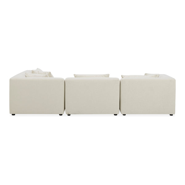 Moe's Home Lowtide Modular Sectional Sofa - Vintage-inspired Comfort With Textured Fabric & Creative Arrangement Options White Upholstery, 100% Polyester,Solid Wood And Plywood Frame Kq-1042-18