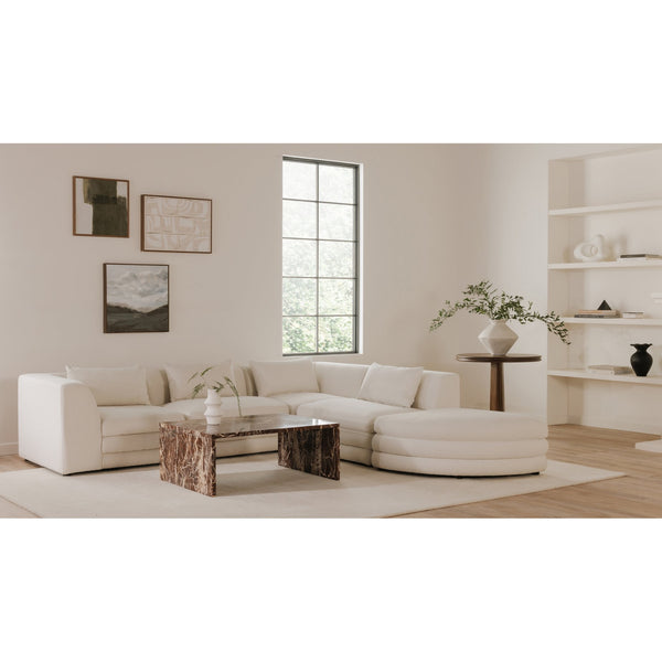 Moe's Home Lowtide Modular Sectional Sofa - Vintage-inspired Comfort With Textured Fabric & Creative Arrangement Options White Upholstery, 100% Polyester,Solid Wood And Plywood Frame Kq-1042-18