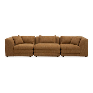 Moe's Home Lowtide Modular Sofa – Vintage-inspired Sectional With Textured Fabric, Comfort, And Creative Arrangements Yellow Upholstery, 100% Polyester,Solid Wood And Plywood Frame Kq-1043-09