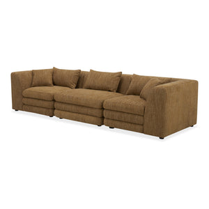 Moe's Home Lowtide Modular Sofa – Vintage-inspired Sectional With Textured Fabric, Comfort, And Creative Arrangements Yellow Upholstery, 100% Polyester,Solid Wood And Plywood Frame Kq-1043-09
