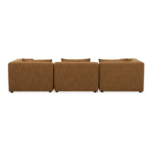 Moe's Home Lowtide Modular Sofa – Vintage-inspired Sectional With Textured Fabric, Comfort, And Creative Arrangements Yellow Upholstery, 100% Polyester,Solid Wood And Plywood Frame Kq-1043-09