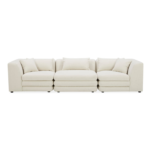 Moe's Home Lowtide Modular Sofa – Vintage-inspired Sectional With Textured Fabric, Comfort, And Creative Arrangements White Upholstery, 100% Polyester,Solid Wood And Plywood Frame Kq-1043-18