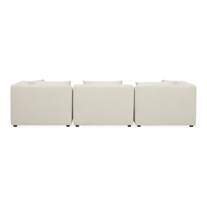 Moe's Home Lowtide Modular Sofa – Vintage-inspired Sectional With Textured Fabric, Comfort, And Creative Arrangements White Upholstery, 100% Polyester,Solid Wood And Plywood Frame Kq-1043-18