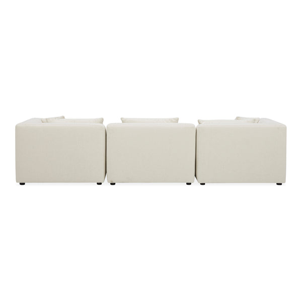 Moe's Home Lowtide Modular Sofa – Vintage-inspired Sectional With Textured Fabric, Comfort, And Creative Arrangements White Upholstery, 100% Polyester,Solid Wood And Plywood Frame Kq-1043-18
