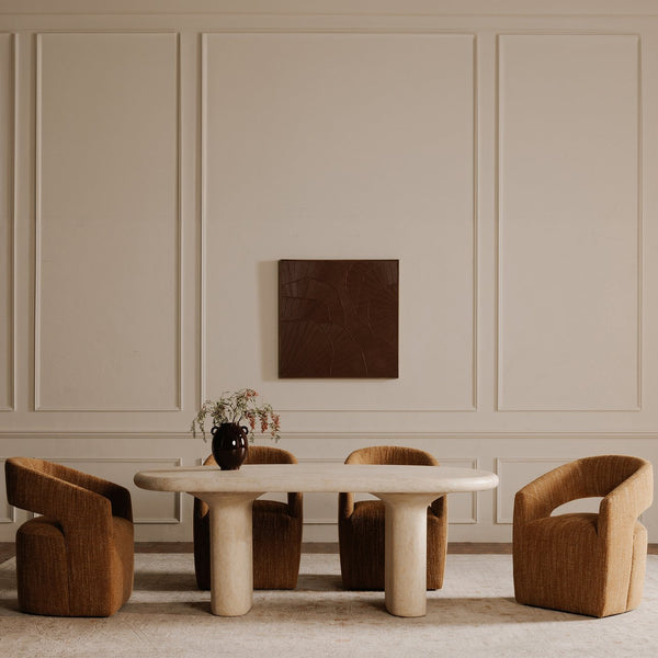 Moe's Home Barrow Contemporary Rolling Dining Chair With Easy-clean Upholstery And Ultimate Comfort Features Yellow Upholstery, 100% Polyester,Solid Wood And Plywood Frame Kq-1044-09