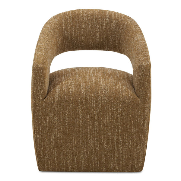 Moe's Home Barrow Contemporary Rolling Dining Chair With Easy-clean Upholstery And Ultimate Comfort Features Yellow Upholstery, 100% Polyester,Solid Wood And Plywood Frame Kq-1044-09