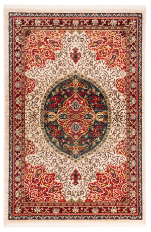 Safavieh Kashan Traditional Area Rug - Exquisite Turkish Design With Medallion Motif For Timeless Elegance Ivory ,Red Polypropylene Pile Ksn302d-4