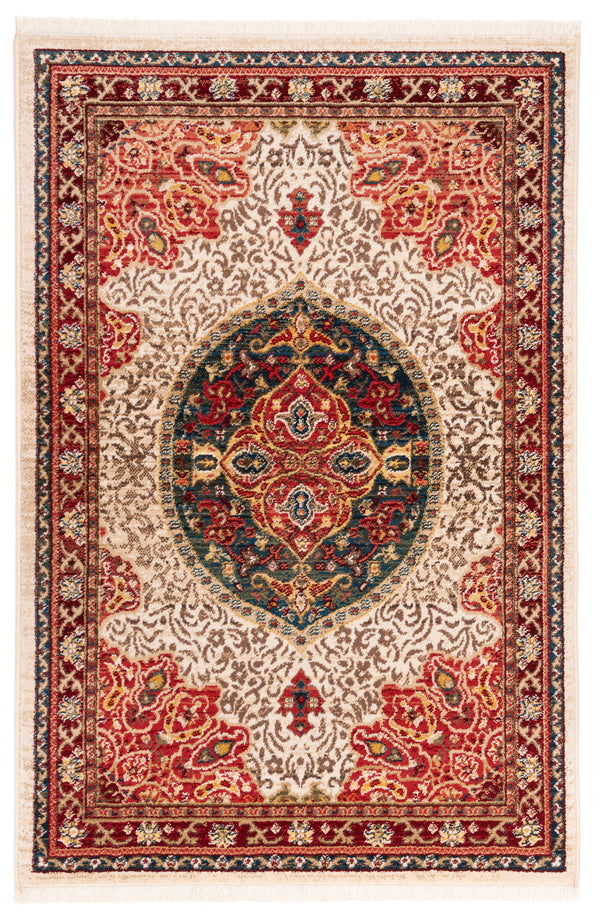 Safavieh Kashan Traditional Area Rug - Exquisite Turkish Design With Medallion Motif For Timeless Elegance Ivory ,Red Polypropylene Pile Ksn302d-4