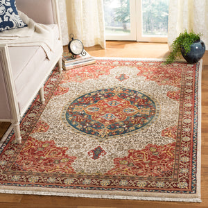 Safavieh Kashan Traditional Area Rug - Exquisite Turkish Design With Medallion Motif For Timeless Elegance Ivory ,Red Polypropylene Pile Ksn302d-4