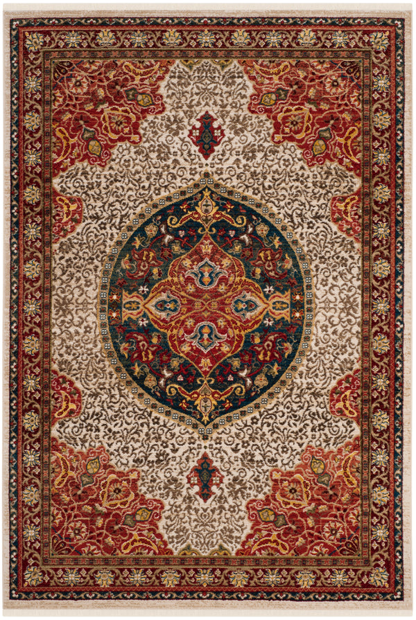 Safavieh Kashan Traditional Area Rug - Exquisite Turkish Design With Medallion Motif For Timeless Elegance Ivory ,Red Polypropylene Pile Ksn302d-4