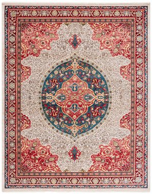Safavieh Kashan Traditional Area Rug - Exquisite Turkish Design With Medallion Motif For Timeless Elegance Ivory ,Red Polypropylene Pile Ksn302d-4