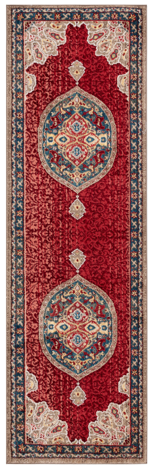 Safavieh Kashan Traditional Area Rug - Exquisite Turkish Design With Medallion Motif For Timeless Elegance Red ,Blue Polypropylene Pile Ksn302f-4