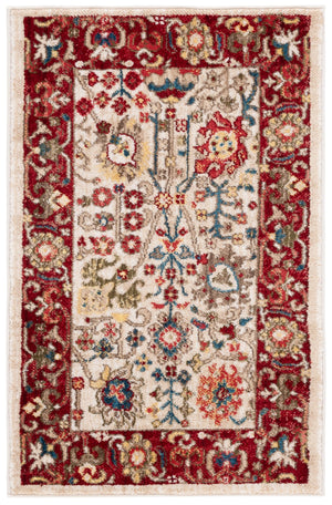 Safavieh Kashan 303D Ivory Red Round Rug 3'3" X 3'3" — Power-Loomed Turkey, Low Pile, Stain-Resistant Charm KSN303D-3R
