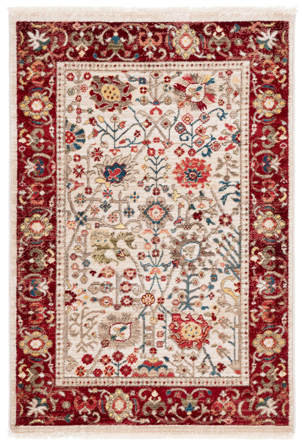 Safavieh Kashan 303D Ivory Red Round Rug 3'3" X 3'3" — Power-Loomed Turkey, Low Pile, Stain-Resistant Charm KSN303D-3R