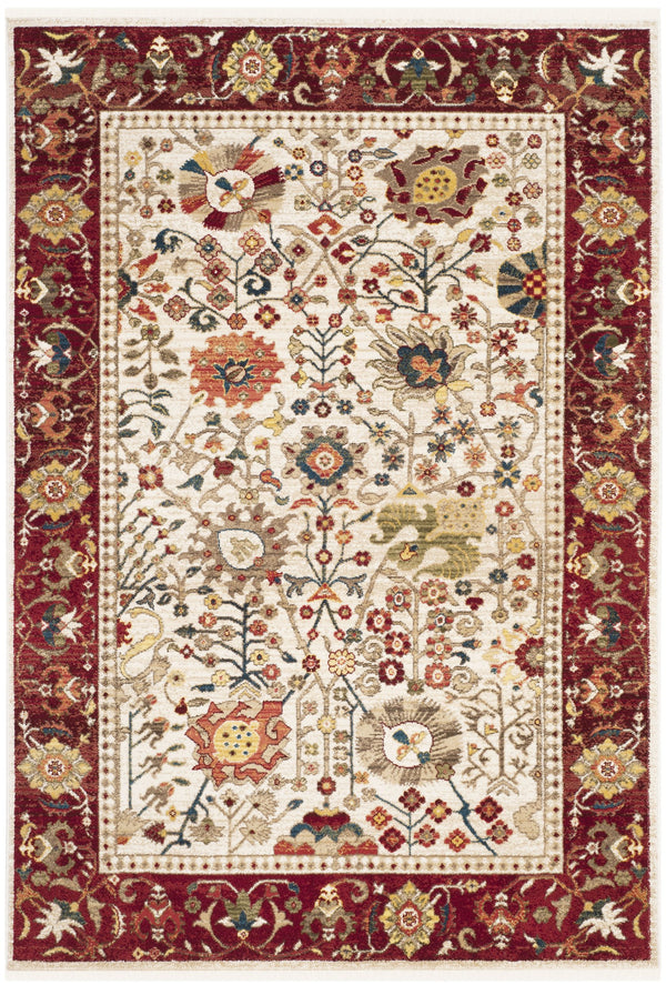 Safavieh Kashan 303D Ivory Red Round Rug 3'3" X 3'3" — Power-Loomed Turkey, Low Pile, Stain-Resistant Charm KSN303D-3R