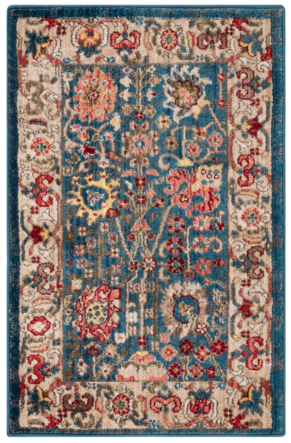 Safavieh Kashan Exquisite Area Rug - Traditional Turkish Design For Elegant Home Décor, 4ft Round Charm Blue ,Tan Polypropylene Pile Ksn303g-4r