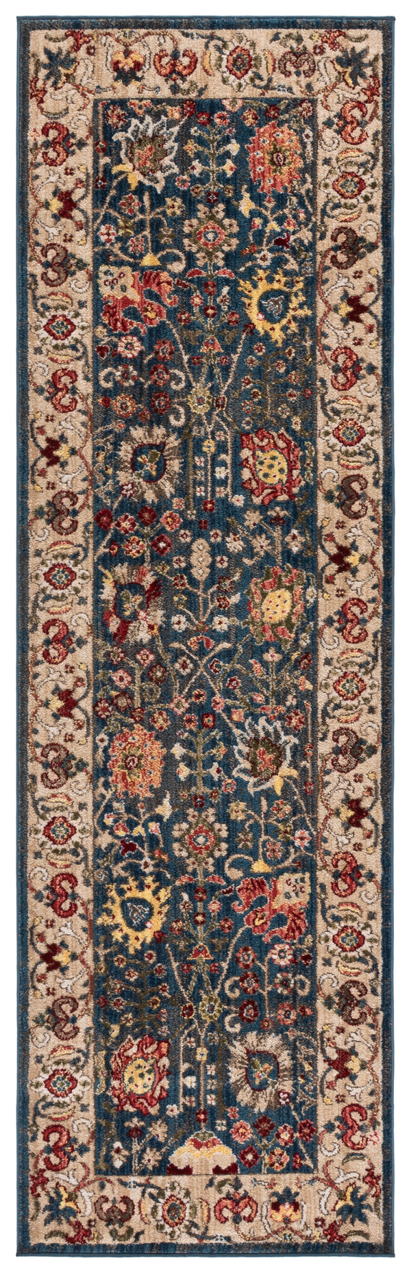 Safavieh Kashan Exquisite Area Rug - Traditional Turkish Design For Elegant Home Décor, 4ft Round Charm Blue ,Tan Polypropylene Pile Ksn303g-4r