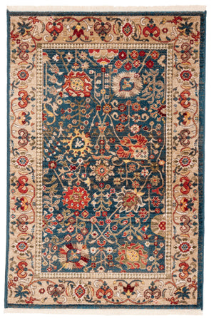 Safavieh Kashan Exquisite Area Rug - Traditional Turkish Design For Elegant Home Décor, 4ft Round Charm Blue ,Tan Polypropylene Pile Ksn303g-4r