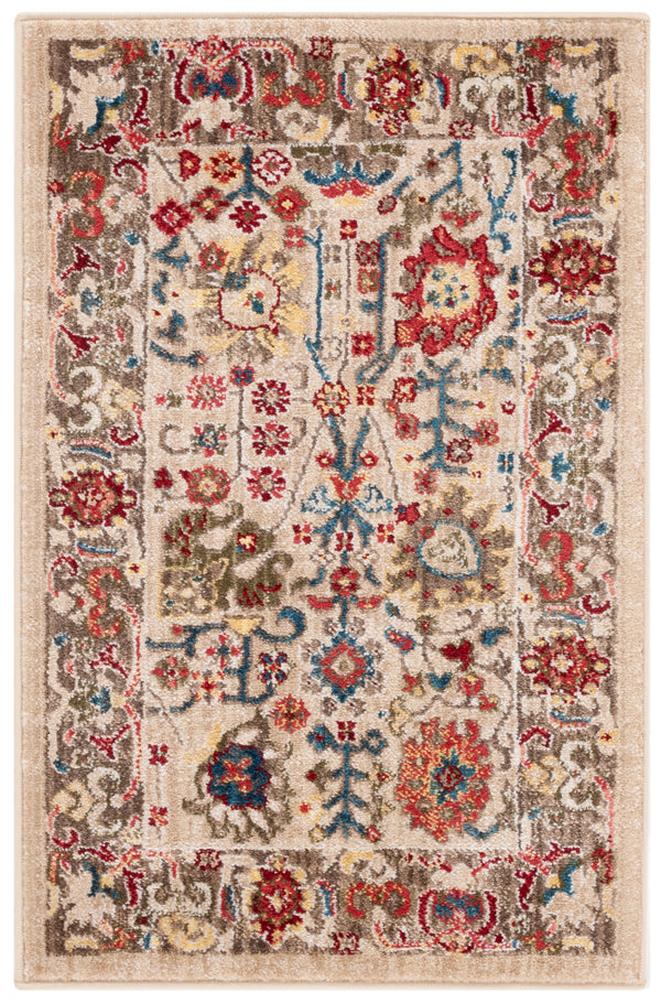 Safavieh Kashan Exquisite Area Rug - Traditional Turkish Design For Elegant Home Décor, 4ft Round Charm Beige ,Taupe Polypropylene Pile Ksn303k-4sq