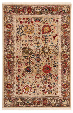 Safavieh Kashan Exquisite Area Rug - Traditional Turkish Design For Elegant Home Décor, 4ft Round Charm Beige ,Taupe Polypropylene Pile Ksn303k-4sq