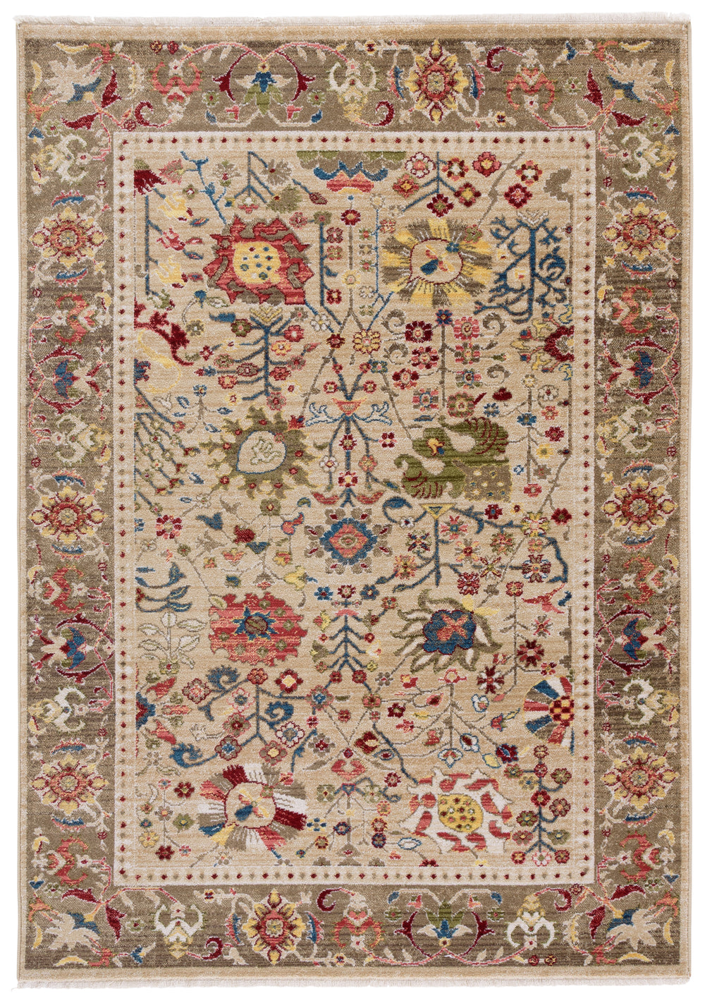Safavieh Kashan Exquisite Area Rug - Traditional Turkish Design For Elegant Home Décor, 4ft Round Charm Beige ,Taupe Polypropylene Pile Ksn303k-4sq