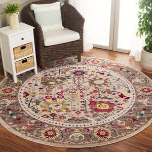 Safavieh Kashan Exquisite Area Rug - Traditional Turkish Design For Elegant Home Décor, 4ft Round Charm Beige ,Taupe Polypropylene Pile Ksn303k-4sq