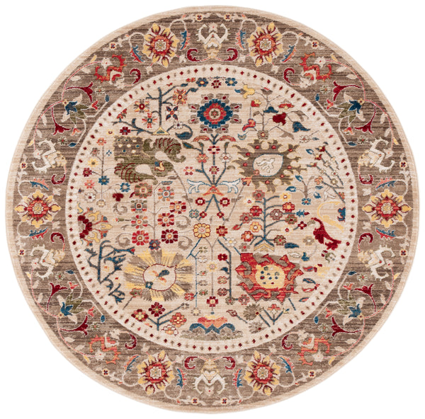 Safavieh Kashan Exquisite Area Rug - Traditional Turkish Design For Elegant Home Décor, 4ft Round Charm Beige ,Taupe Polypropylene Pile Ksn303k-4sq