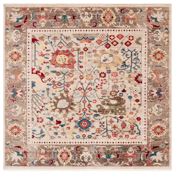 Safavieh Kashan Exquisite Area Rug - Traditional Turkish Design For Elegant Home Décor, 4ft Round Charm Beige ,Taupe Polypropylene Pile Ksn303k-4sq