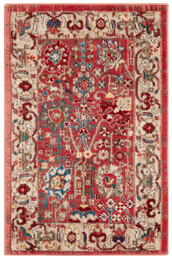 Safavieh Kashan Exquisite Area Rug - Traditional Turkish Design For Elegant Home Décor, 4ft Round Charm Red ,Beige Polypropylene Pile Ksn303l-218
