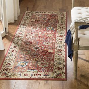 Safavieh Kashan Traditional Red Beige Runner 2'6"X16' Power-Loomed Polypropylene 3/8" Pile Durable Floral Decor KSN303L-216