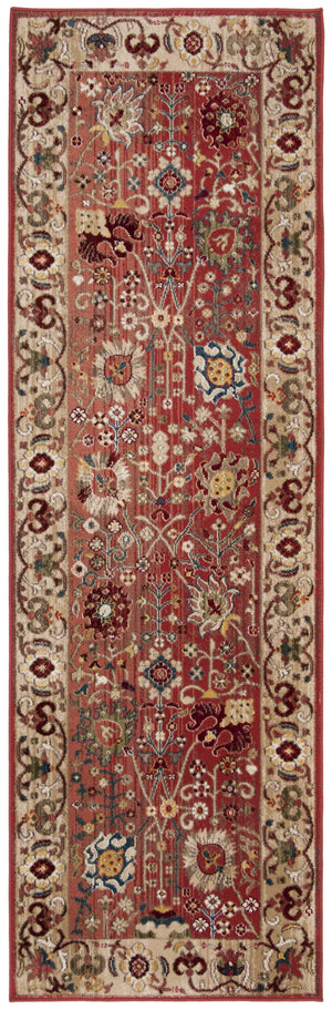 Safavieh Kashan Traditional Red Beige Runner 2'6"X16' Power-Loomed Polypropylene 3/8" Pile Durable Floral Decor KSN303L-216