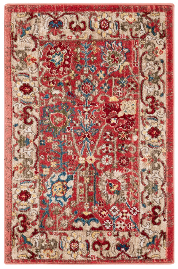 Safavieh Kashan Traditional Red Beige Runner 2'6"X16' Power-Loomed Polypropylene 3/8" Pile Durable Floral Decor KSN303L-216